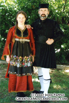 Metsovon: Ladies dress ensemble and Man's Foustanella
